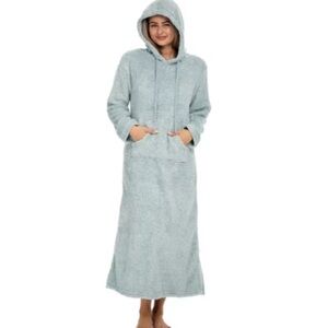 Joyspun Fuzzy Blue Hooded Lounge Wear Oversized Hoodie Nightgown